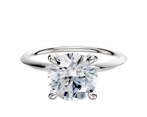 14K White Gold 4 Prong Hidden Halo Classic Knife Edge 1.5mm Engagement Ring