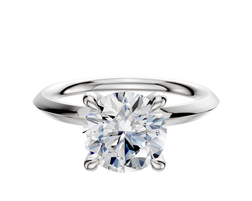 18K White Gold 4 Prong Hidden Halo Classic Knife Edge 2.0mm Engagement Ring