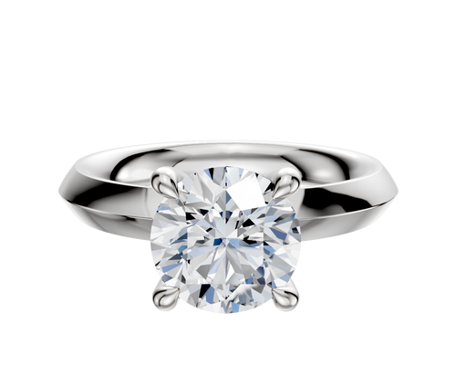 14K White Gold 4 Prong Hidden Halo Classic Knife Edge 3.0mm Engagement Ring
