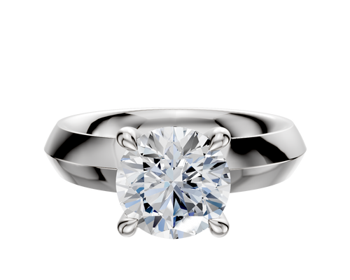 14K White Gold 4 Prong Hidden Halo Classic Knife Edge 4.0mm Engagement Ring