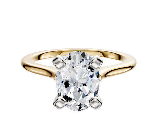 18K Two Tone 4 Prong Cathedral Dome 1.5mm Engagement Ring