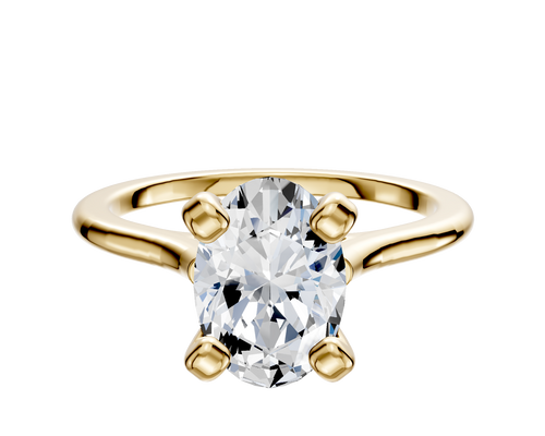 14K Yellow Gold 4 Prong Cathedral Dome 1.5mm Engagement Ring