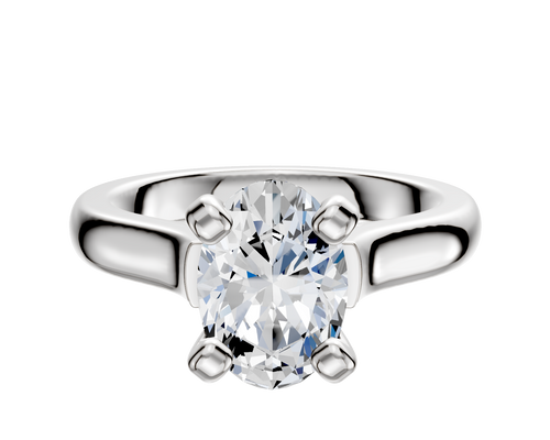 18K White Gold 4 Prong Cathedral Dome 3.0mm Engagement Ring