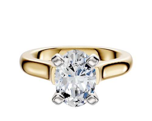 18K Two Tone 4 Prong Cathedral Dome 3.0mm Engagement Ring