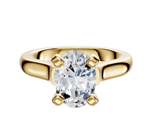 18K Yellow Gold 4 Prong Cathedral Dome 3.0mm Engagement Ring