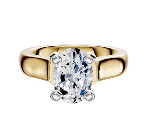 18K Two Tone 4 Prong Cathedral Dome 4.0mm Engagement Ring