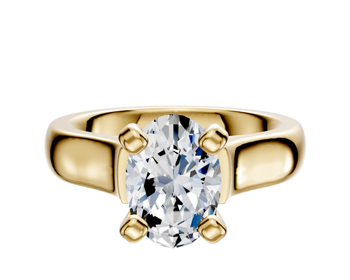 14K Yellow Gold 4 Prong Cathedral Dome 4.0mm Engagement Ring