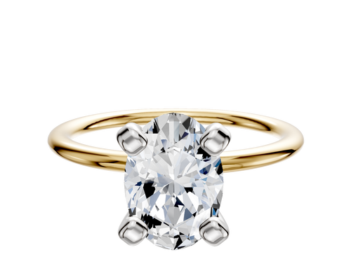 18K Two Tone 4 Prong Classic Dome 1.5mm Engagement Ring