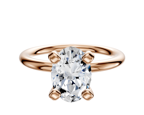 18K Rose Gold 4 Prong Classic Dome 2.0mm Engagement Ring
