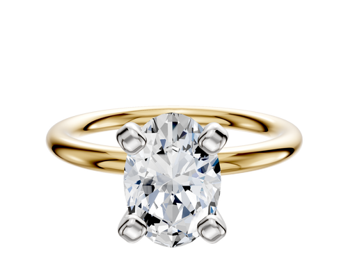 18K Two Tone 4 Prong Classic Dome 2.0mm Engagement Ring
