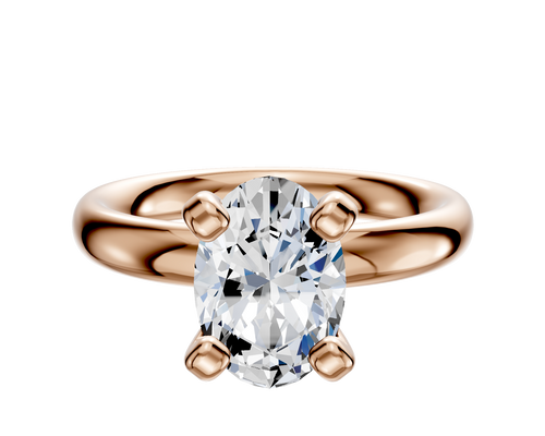 14K Rose Gold 4 Prong Classic Dome 3.0mm Engagement Ring