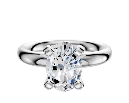 18K White Gold 4 Prong Classic Dome 3.0mm Engagement Ring