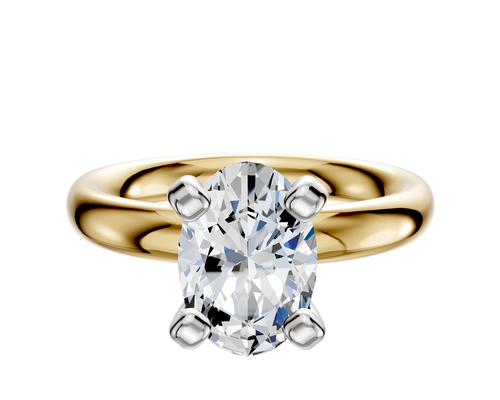 18K Two Tone 4 Prong Classic Dome 3.0mm Engagement Ring