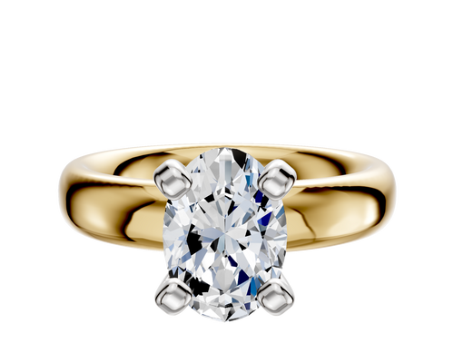 14K Two Tone 4 Prong Classic Dome 4.0mm Engagement Ring