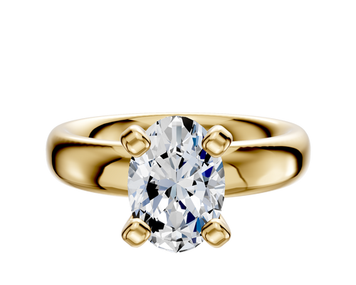 14K Yellow Gold 4 Prong Classic Dome 4.0mm Engagement Ring
