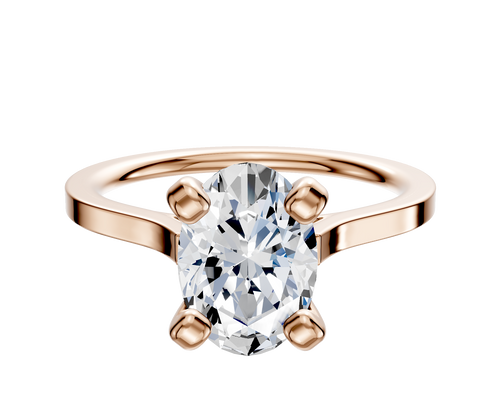 14K Rose Gold 4 Prong Cathedral Flat 1.5mm Engagement Ring