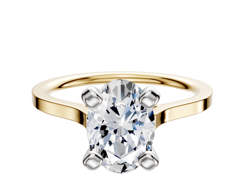 18K Two Tone 4 Prong Cathedral Flat 1.5mm Engagement Ring