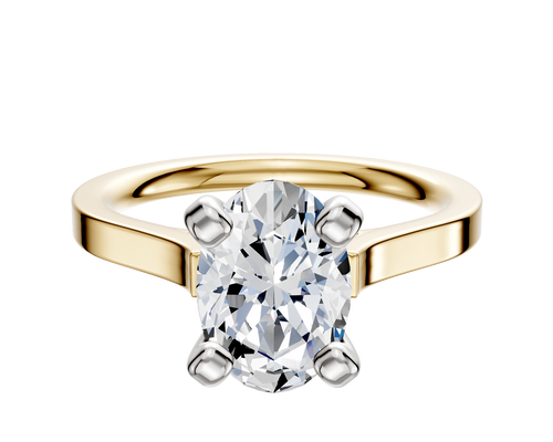 18K Two Tone 4 Prong Cathedral Flat 2.0mm Engagement Ring