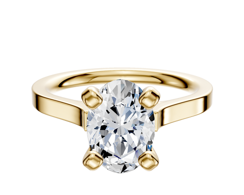 14K Yellow Gold 4 Prong Cathedral Flat 2.0mm Engagement Ring