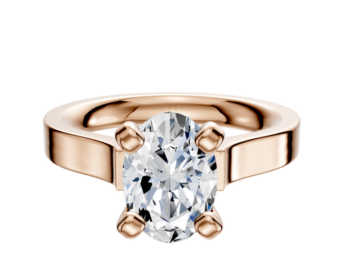 14K Rose Gold 4 Prong Cathedral Flat 3.0mm Engagement Ring