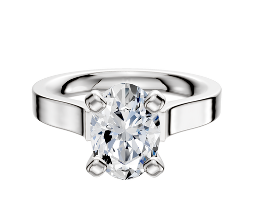 Platinum 4 Prong Cathedral Flat 3.0mm Engagement Ring