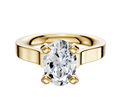 14K Yellow Gold 4 Prong Cathedral Flat 3.0mm Engagement Ring