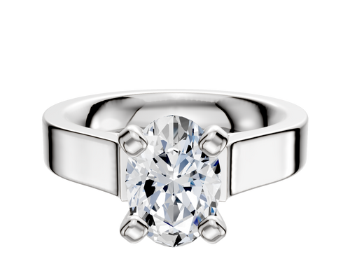 Platinum 4 Prong Cathedral Flat 4.0mm Engagement Ring