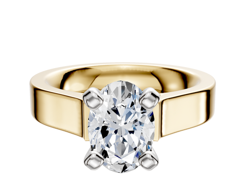 18K Two Tone 4 Prong Cathedral Flat 4.0mm Engagement Ring