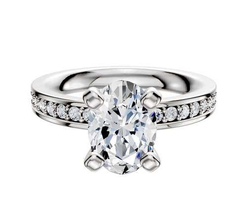 Platinum 4 Prong Classic Flat 1-Row-Pave 2.5mm Engagement Ring