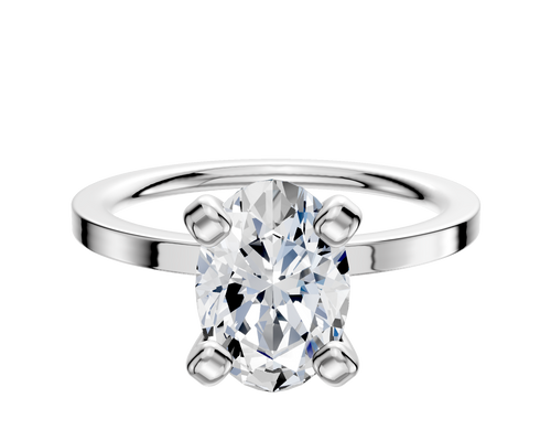 18K White Gold 4 Prong Classic Flat 1.5mm Engagement Ring