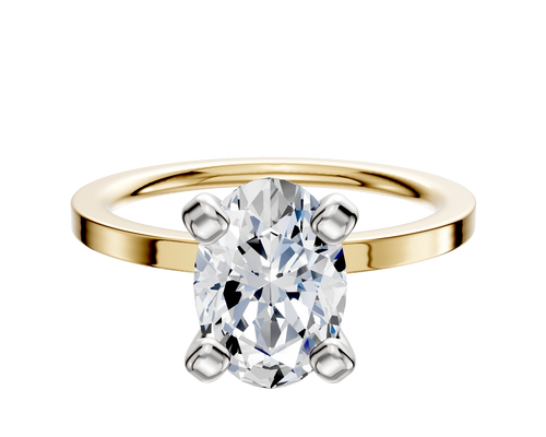 14K Two Tone 4 Prong Classic Flat 1.5mm Engagement Ring