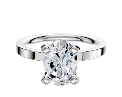 14K White Gold 4 Prong Classic Flat 2.0mm Engagement Ring