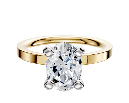 14K Two Tone 4 Prong Classic Flat 2.0mm Engagement Ring