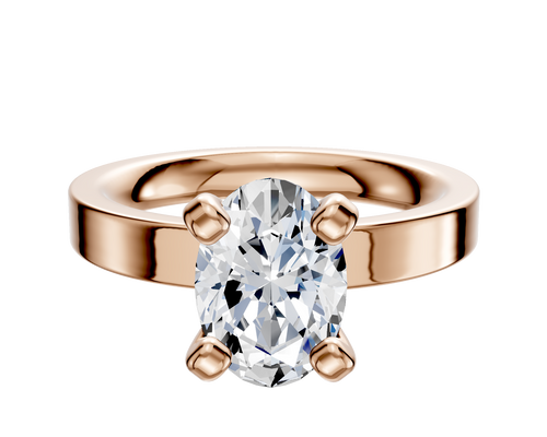 18K Rose Gold 4 Prong Classic Flat 3.0mm Engagement Ring
