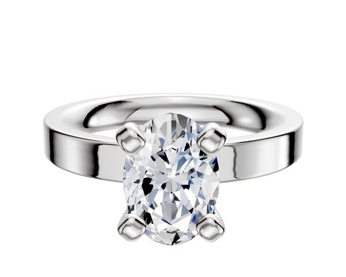 14K White Gold 4 Prong Classic Flat 3.0mm Engagement Ring