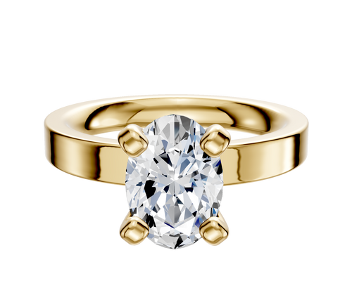18K Yellow Gold 4 Prong Classic Flat 3.0mm Engagement Ring