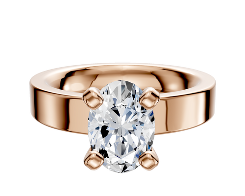 18K Rose Gold 4 Prong Classic Flat 4.0mm Engagement Ring