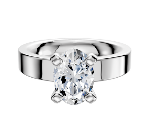 18K White Gold 4 Prong Classic Flat 4.0mm Engagement Ring