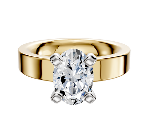 18K Two Tone 4 Prong Classic Flat 4.0mm Engagement Ring