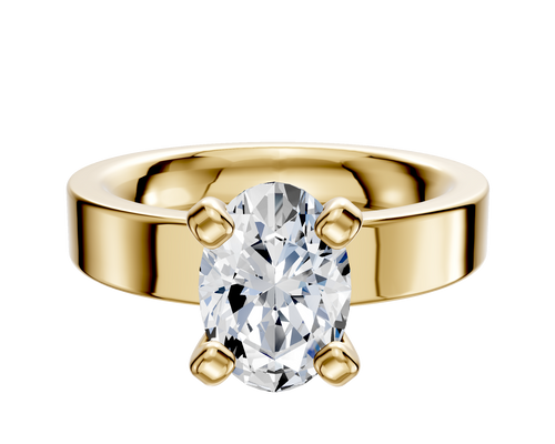 18K Yellow Gold 4 Prong Classic Flat 4.0mm Engagement Ring