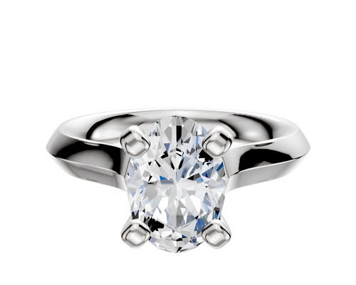 14K White Gold 4 Prong Cathedral Knife Edge 3.0mm Engagement Ring