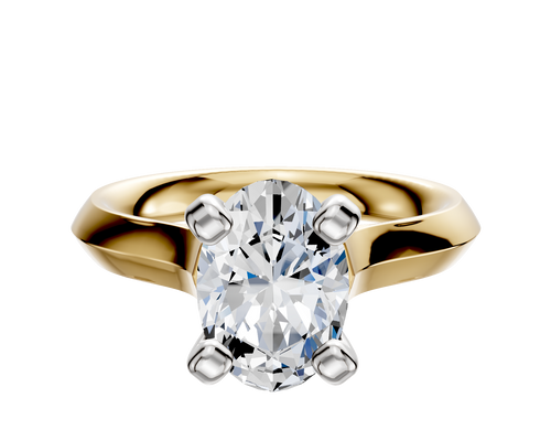 14K Two Tone 4 Prong Cathedral Knife Edge 3.0mm Engagement Ring