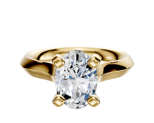 18K Yellow Gold 4 Prong Cathedral Knife Edge 3.0mm Engagement Ring