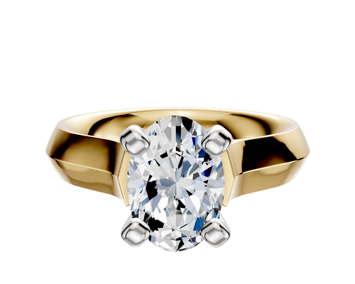 18K Two Tone 4 Prong Cathedral Knife Edge 4.0mm Engagement Ring