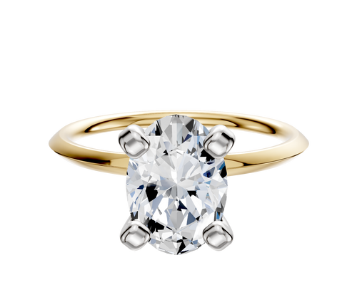 18K Two Tone 4 Prong Classic Knife Edge 1.5mm Engagement Ring