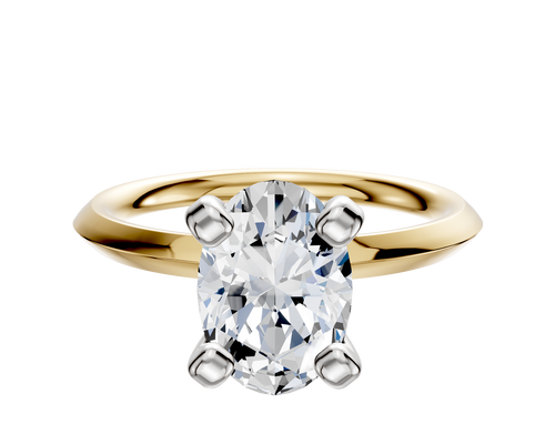18K Two Tone 4 Prong Classic Knife Edge 2.0mm Engagement Ring