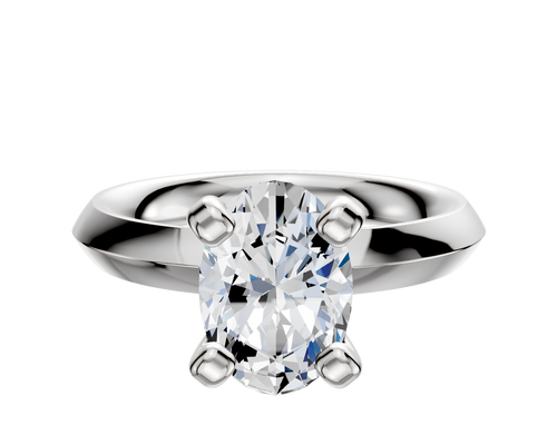 14K White Gold 4 Prong Classic Knife Edge 3.0mm Engagement Ring