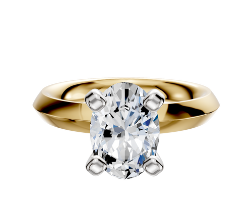 18K Two Tone 4 Prong Classic Knife Edge 3.0mm Engagement Ring