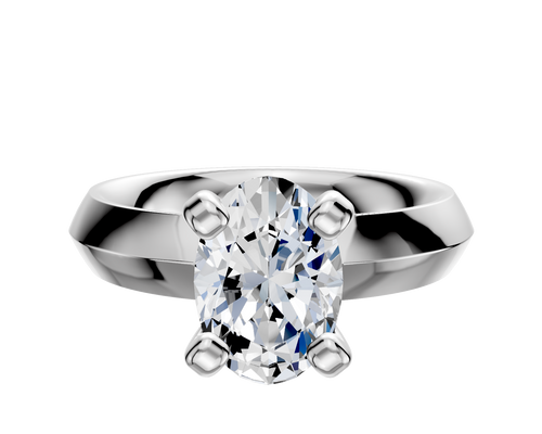 18K White Gold 4 Prong Classic Knife Edge 4.0mm Engagement Ring
