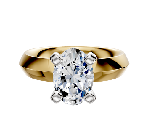 18K Two Tone 4 Prong Classic Knife Edge 4.0mm Engagement Ring